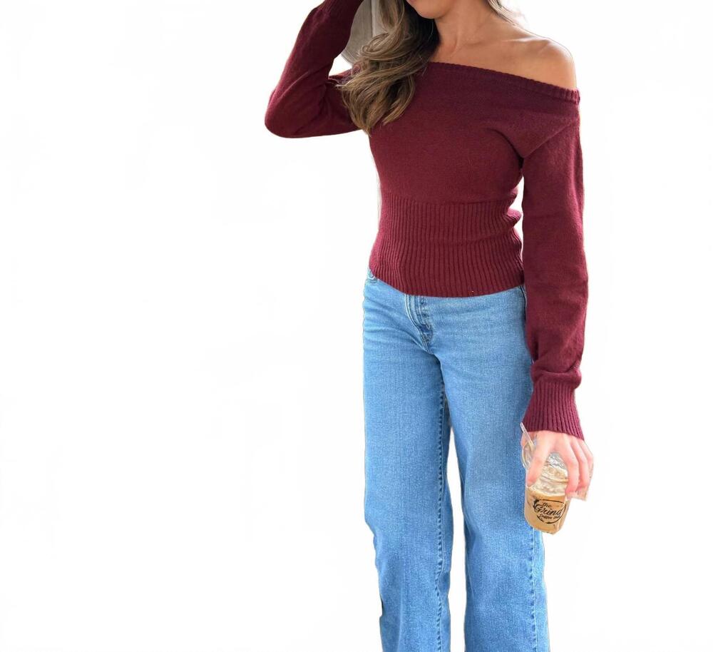 NEW COTTON CANDY LA cherry crush off the shoulder sweater in red